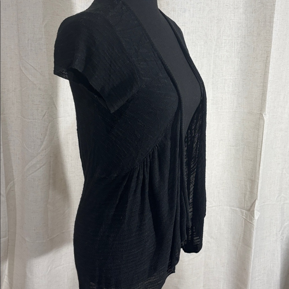 Absolutely Black Short-Sleeve Open Front Tunic Cardigan - Picture 3 of 5